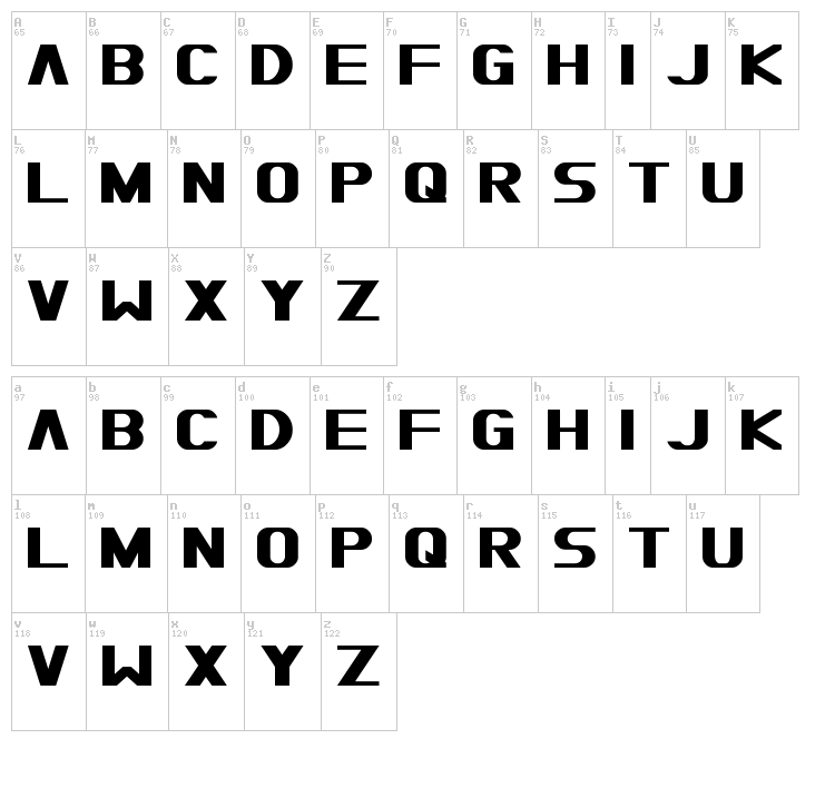 Moiser Heavy font map